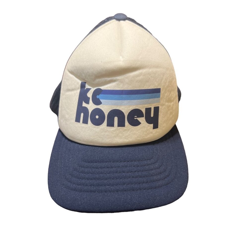 KC Honey Trucker Snapback Hat Navy White Classic Yupoong Mesh Cap Baseball